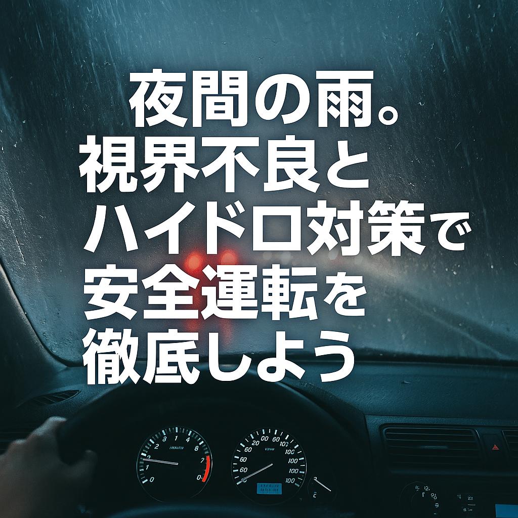 夜間の雨。視界不良とハイドロ対策で安全運転を徹底しよう